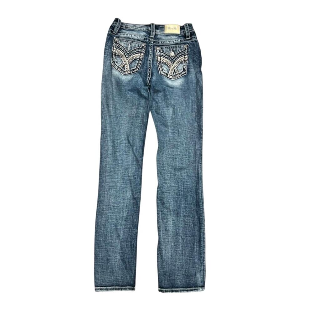 ★ Miss Me Signature Taylored Boot Cut Rhinestone - Studded Design Denim Jeans ★